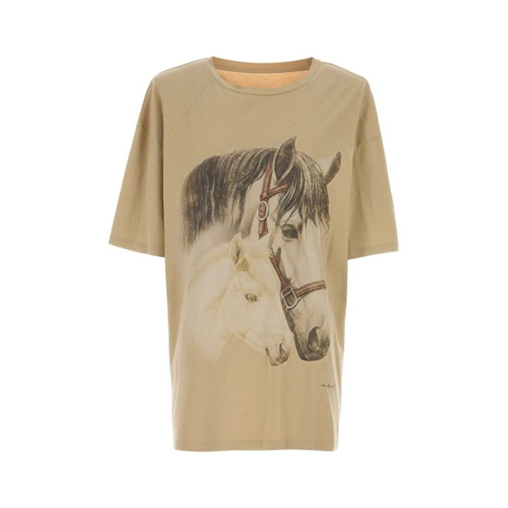 Mm6 Maison Margiela Women Beige Cotton Oversize T-Shirt